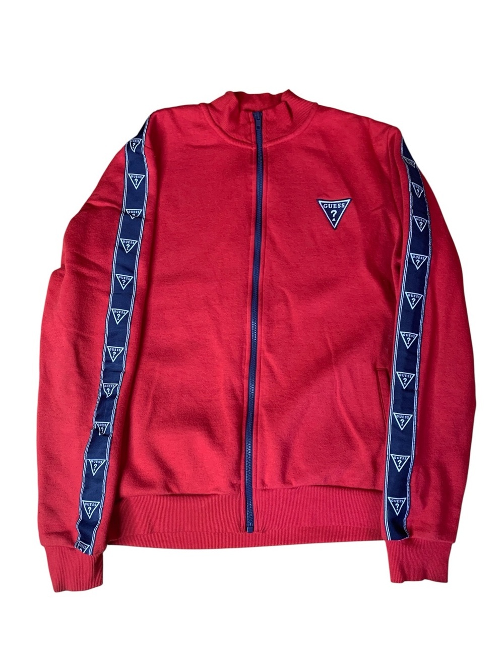 GUESS Los Angeles Red Logo Tape Full Zip Track Jacket Sweatshirt Small